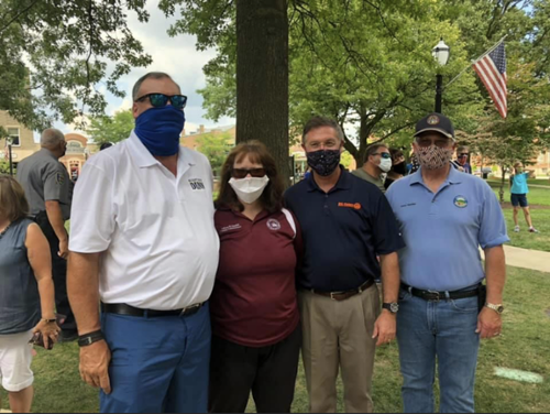 Judge Dunn supporting our law enforcement agencies at the Back the Blue Rally on Medina Square. 