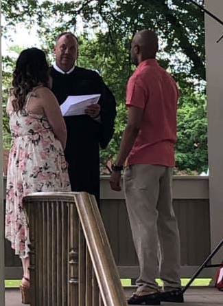 One of seventeen weddings Judge Dunn performed outside in the Medina Square to help those who had to cancel their weddings because of COVID-19.