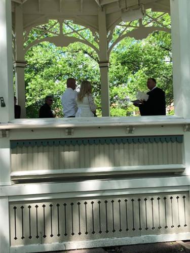 One of seventeen weddings Judge Dunn performed outside in the Medina Square to help those who had to cancel their weddings because of COVID-19.